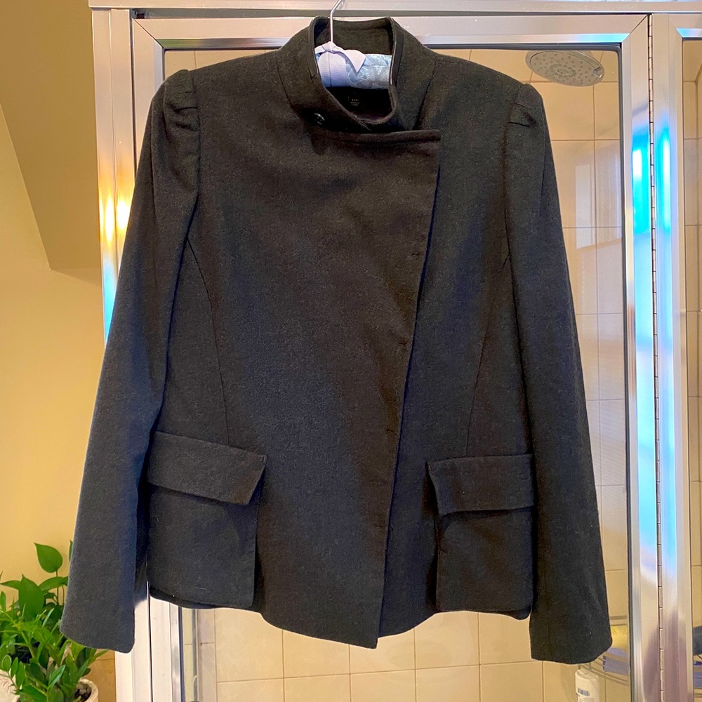 ❤️ Ann Taylor Dark Green 🐸 Military Style Wool 🐑 Jacket 12P